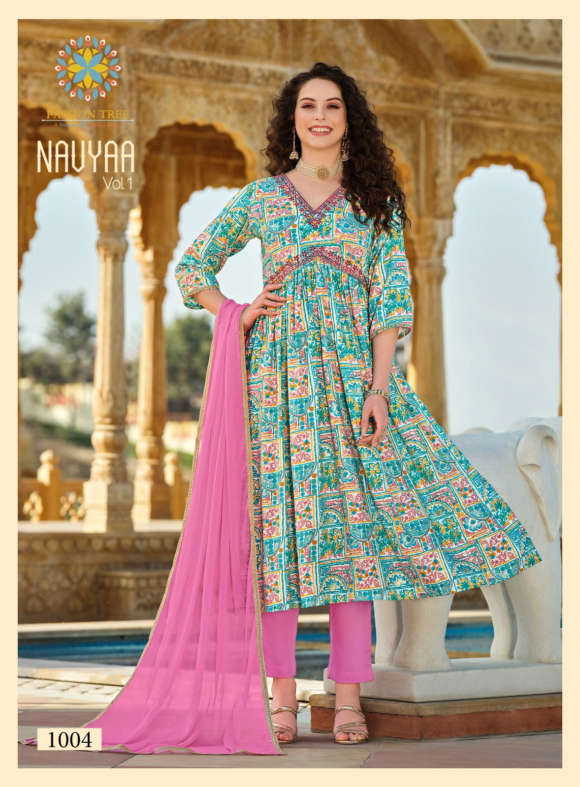 Navya Vol 1 By Passion Tree Printed Alia Cut Kurti With Bottom Dupatta Wholesale Shop In Surat